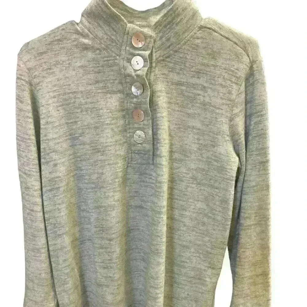 Soft Surroundings size S grey green.heather Sweater pullover large buttons